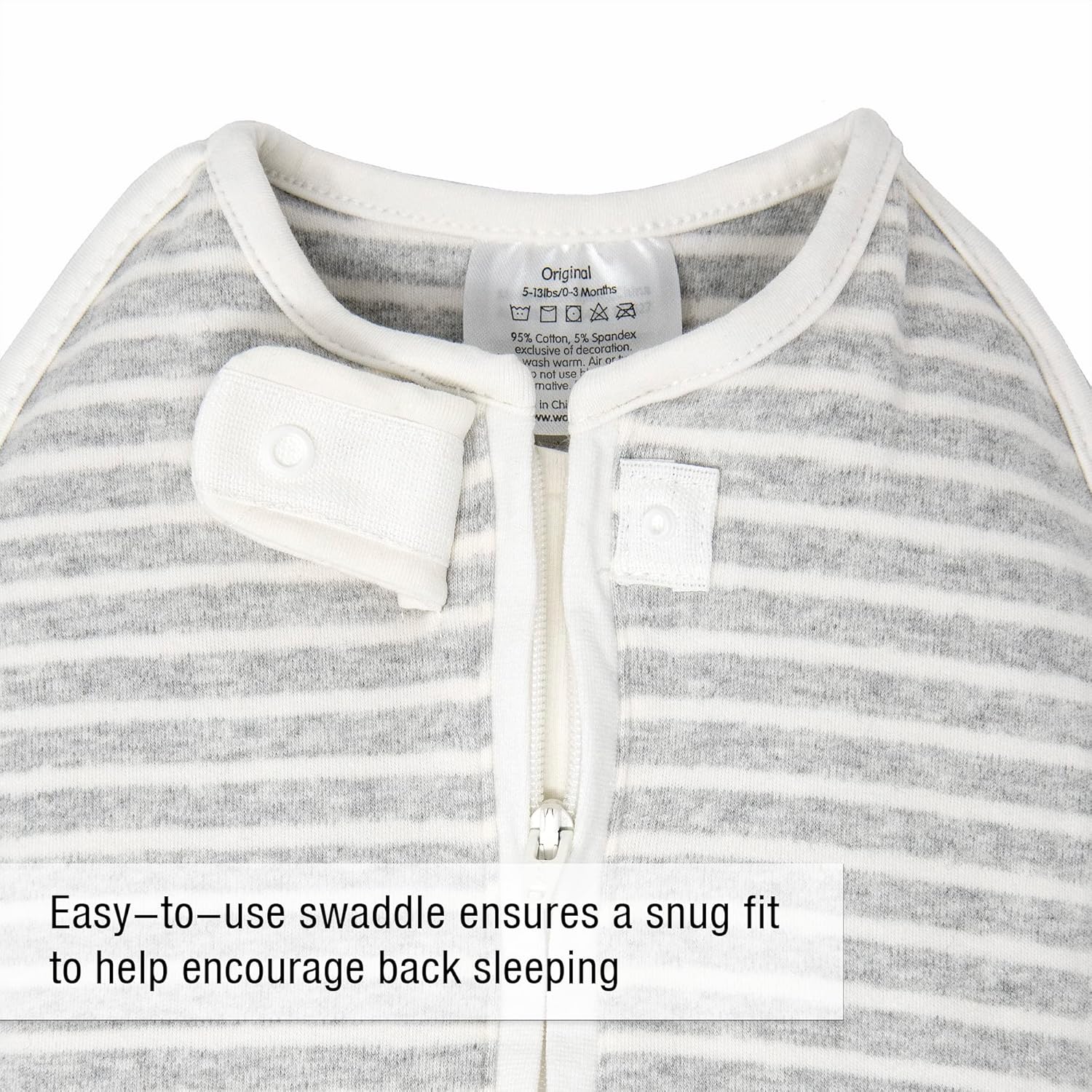 Woombie Original Baby Swaddling Blanket - Zipper Twilight Stripes 14-19 lbs