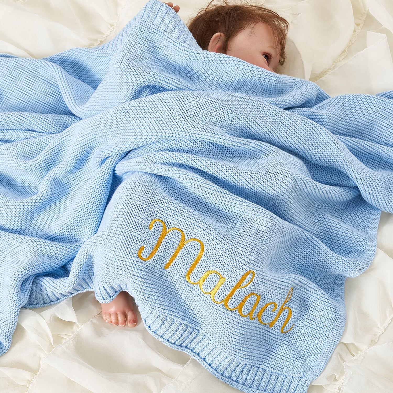 NAZENTI Personalized Baby Girl Blanket with Embroidered Name