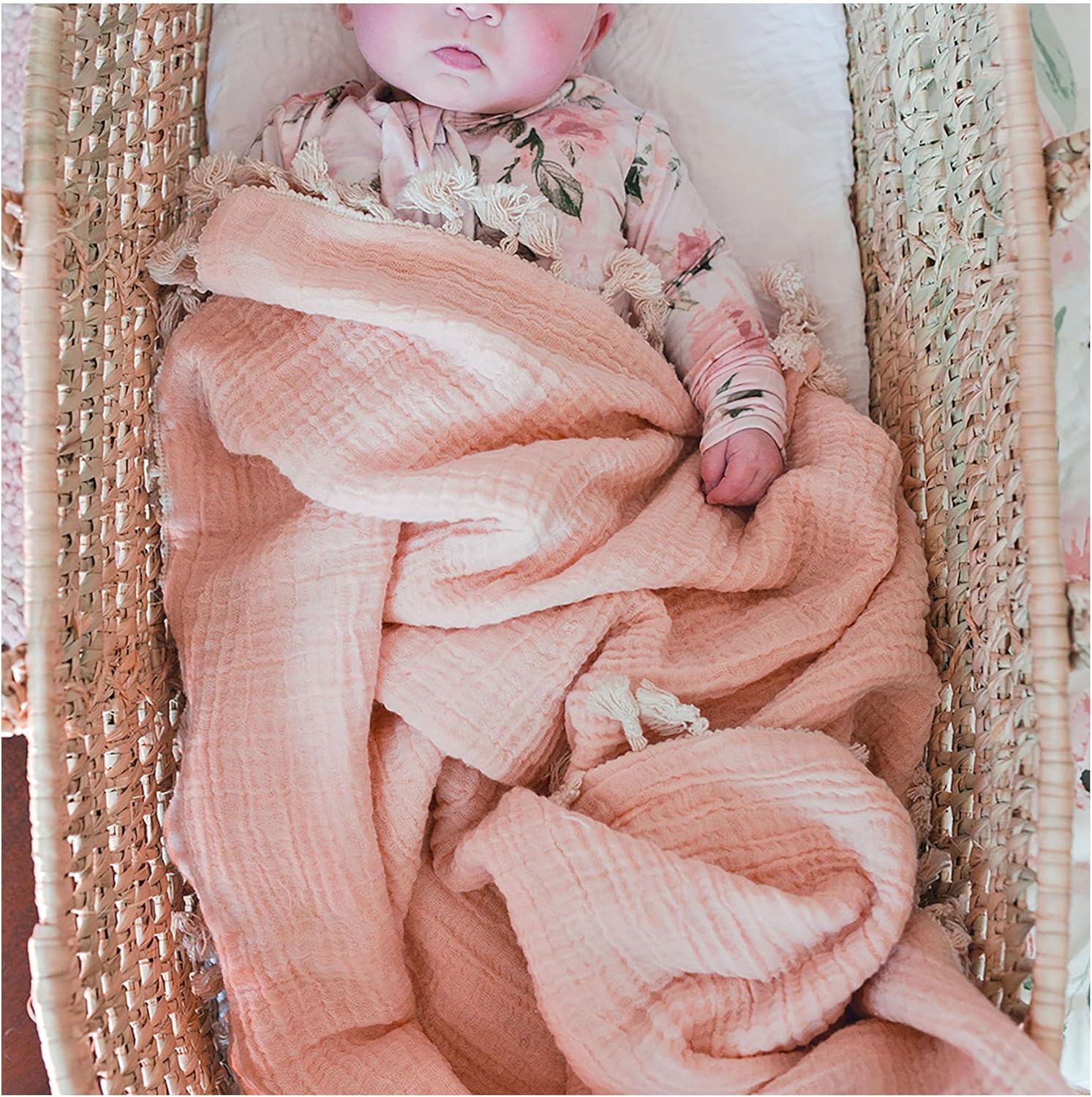Crane Baby 6-Layer Muslin Swaddle Blanket Desert Rose 30x40 Inches