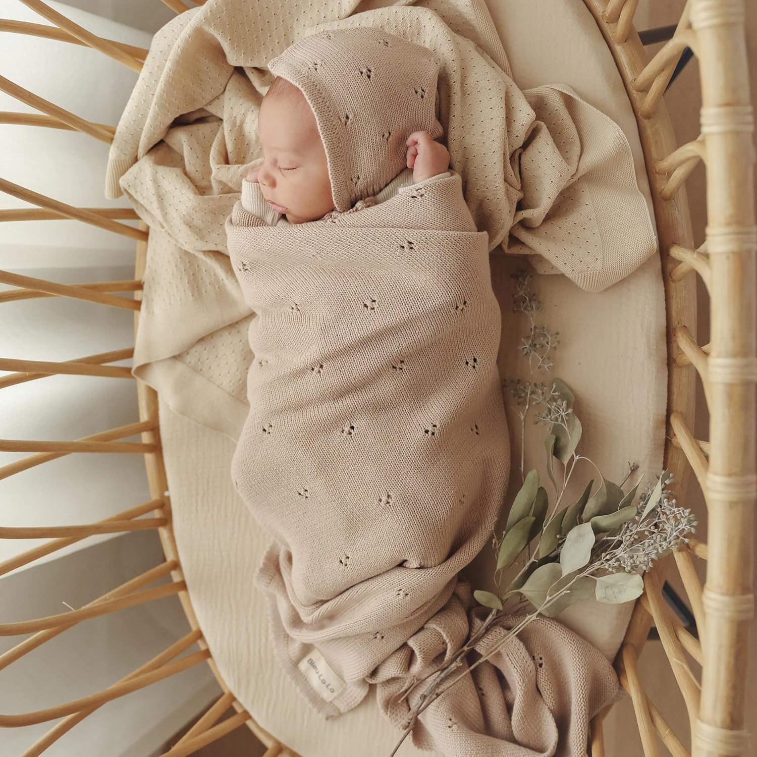 Bleu La La Luxury Organic Pointelle Receiving Blanket