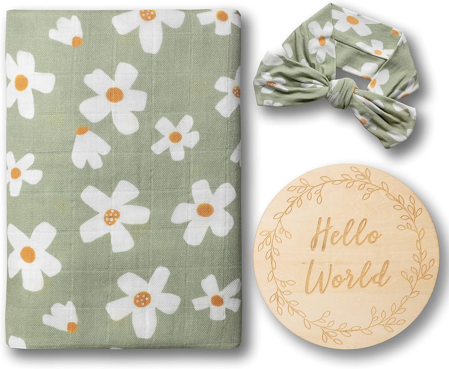 Miaoberry Organic Cotton Muslin Swaddle Set for Baby Girl