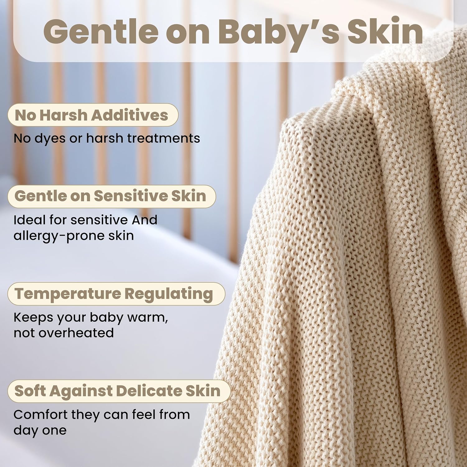 Little Dedi 100 Organic Cotton Baby Blanket - 30x40 Neutral Earth Ivory