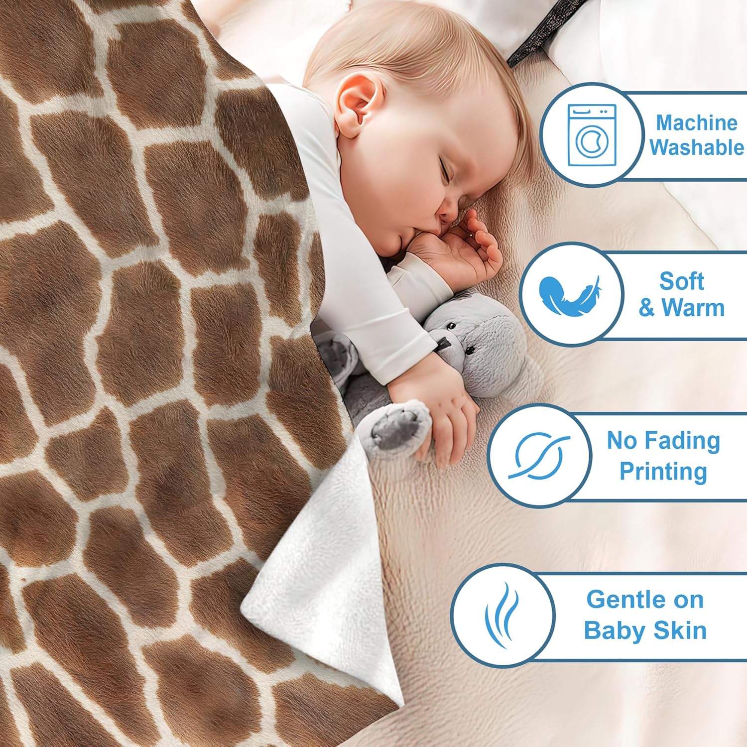 Hyturtle Personalized Giraffe Print Baby Blanket