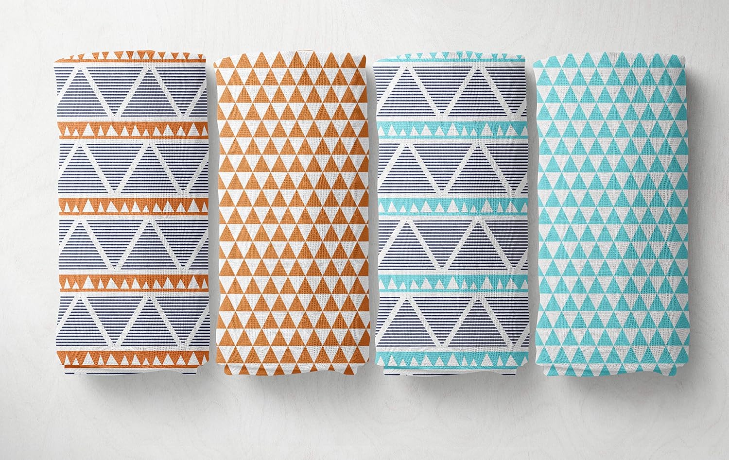 Bacati Liam Aztec Swaddling Blankets 4 Piece Cotton Muslin