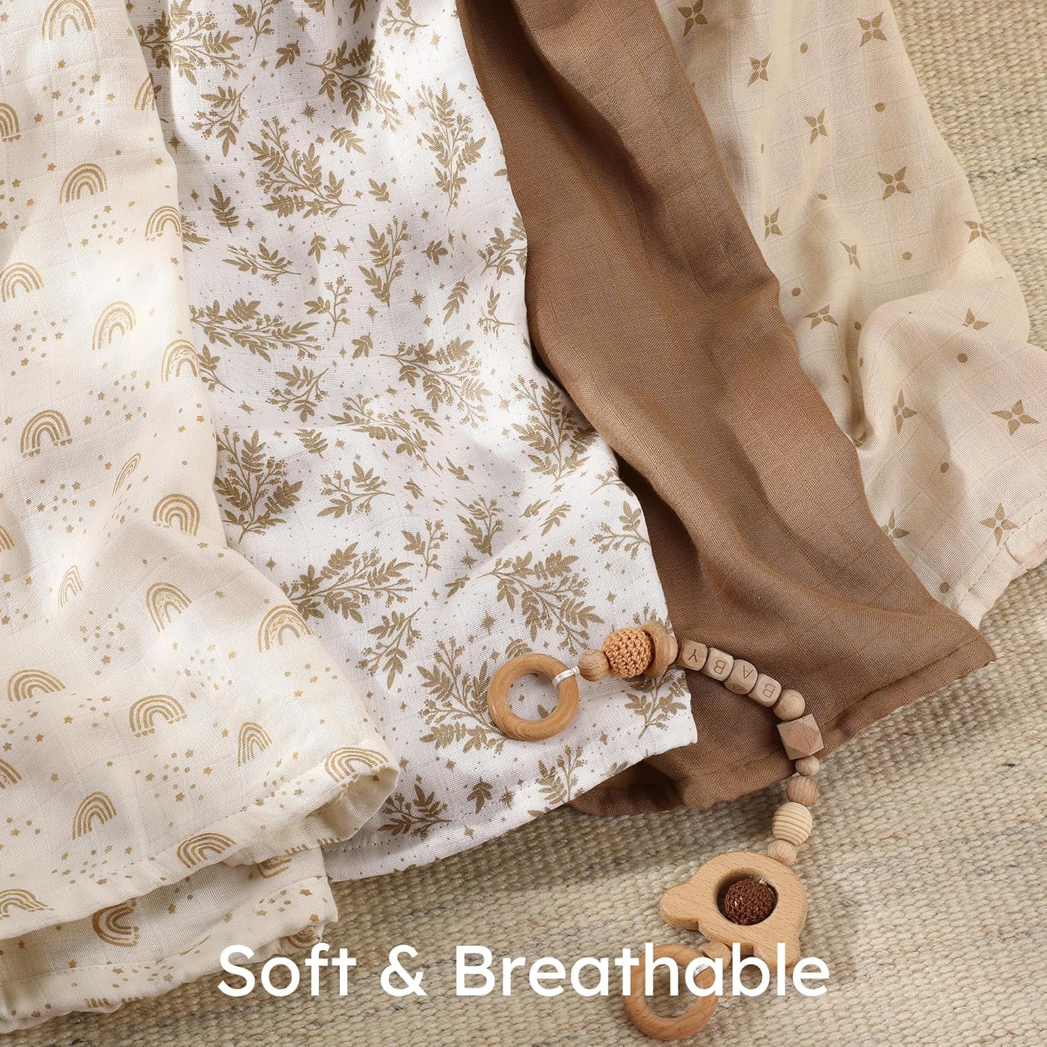 Yoofoss Muslin Swaddle Blankets 4-Pack 47x47 Baby Neutral Wrap