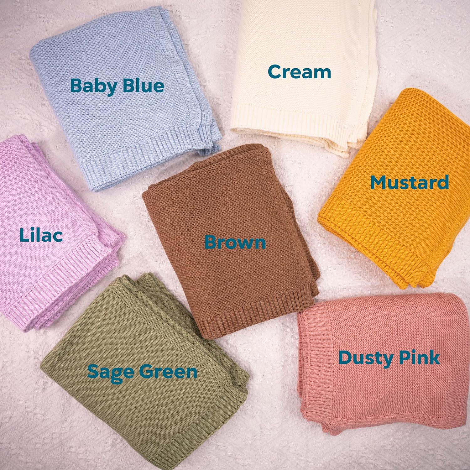NAZENTI Personalized Knit Baby Blanket with Embroidered Name 1