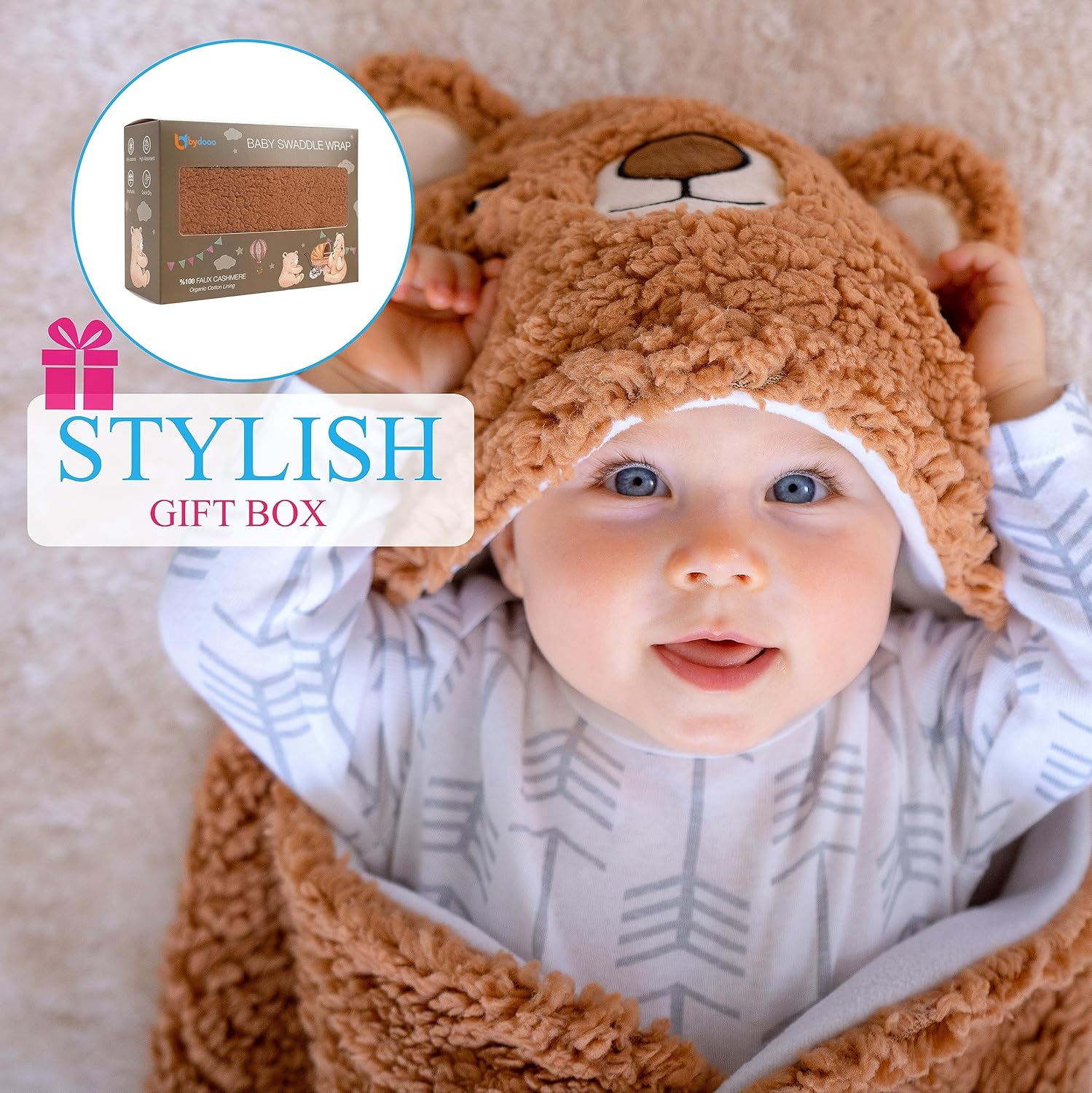 Baby Swaddle Blanket Bear 0-6 Months Gender Neutral